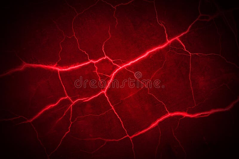 Red cracks, red lightning on black background. Red cracks, red lightning on black background