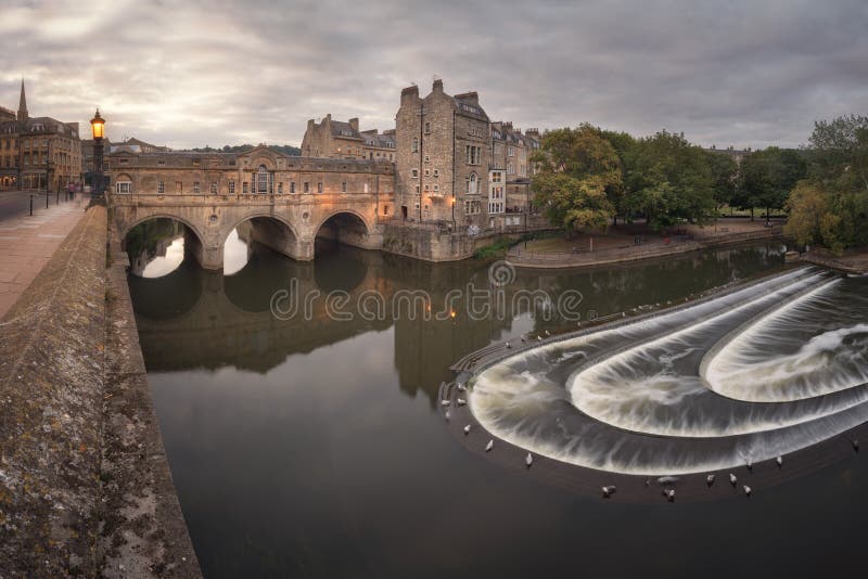 Pulteney Bridge in the Evening, Bath, Somerset, United Kingdom Stock