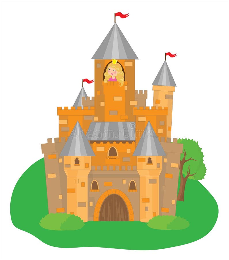 Princesa En La Ventana Del Castillo Ilustración del Vector