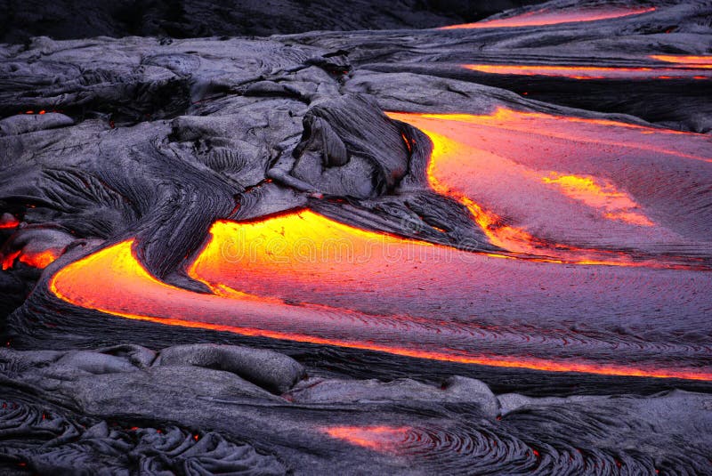 夏威夷的流动熔岩 免版税库存图片