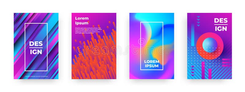 Abstrakta affischer Moderna geometriska övertoningsformer med mönsterelement på vibrerande överdrag och flygblad Minimal Vector royaltyfri illustrationer Abstrakta affischer Moderna geometriska övertoningsformer med mönsterelement på vibrerande överdrag och flygblad Minimal Vector royaltyfri illustrationer