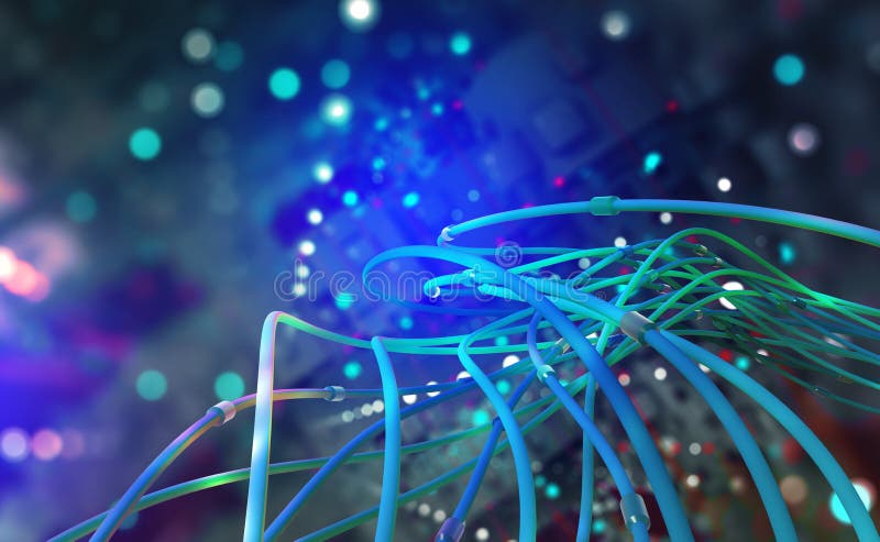 3D-illustration för digital teknik Webbplats med globala data Nätverksanslutningar i framtidens cyberrymd royaltyfri illustrationer