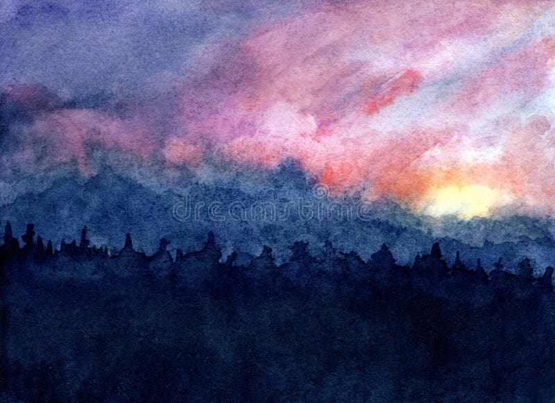 Dessin De Coucher Du Soleil Ou De Lever De Soleil Stock Illustrations