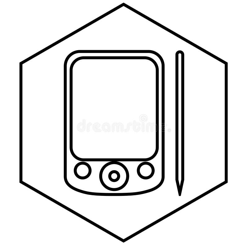 Pda计算机 个人数字助理 便笺智能手机白色背景上具有黑色轮廓线的轮廓带有库存例证 插画包括有带有 白色背景上具有黑色轮廓线的轮廓