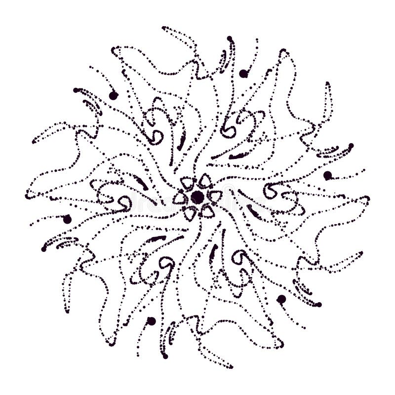 白色背景中突显的雪花草绘图标手绘曼陀罗用于信息图形 网站 设计或应用的旋转黑色图标库存例证 插画包括有分级显示 设计