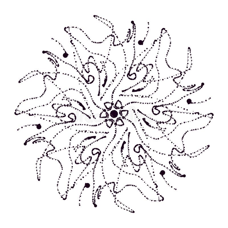 白色背景中突显的雪花草绘图标手绘曼陀罗用于信息图形 网站 设计或应用的旋转黑色图标库存例证 插画包括有分级显示 设计