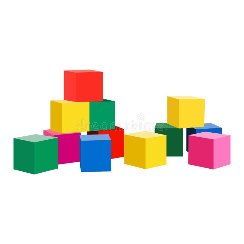 Icona vettore blocchi giocattoli su sfondo bianco Illuminazione di giocattoli per bambini Cubi stile realistico