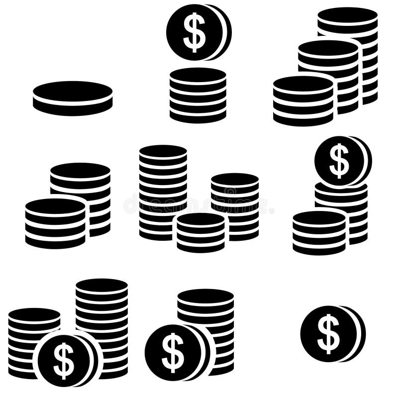 Jeu d'icônes vectorielles Pièces Icône de monnaie noire Illustration du symbole de paiement bancaire Symbole financier ou logo illustration de vecteur Jeu d'icônes vectorielles Pièces Icône de monnaie noire Illustration du symbole de paiement bancaire Symbole financier ou logo illustration de vecteur