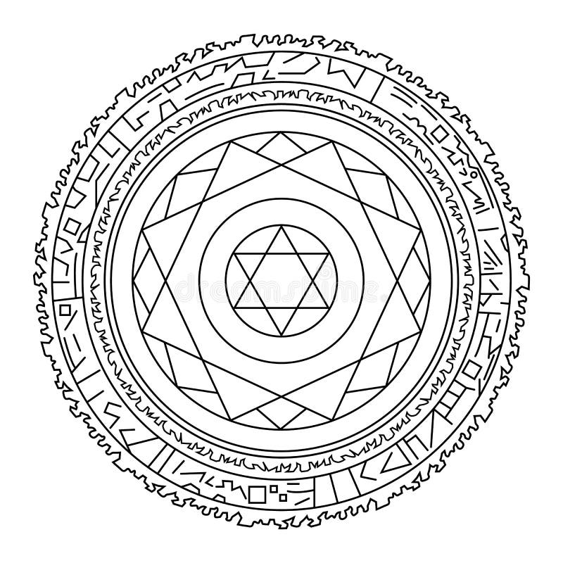 轮廓魔法拼写环 曼陀罗 魔幻圆 超级英雄概念 用于设计、Web的清洁和现代矢量图 皇族释放例证 轮廓魔法拼写环 曼陀罗 魔幻圆 超级英雄概念 用于设计、Web的清洁和现代矢量图 皇族释放例证