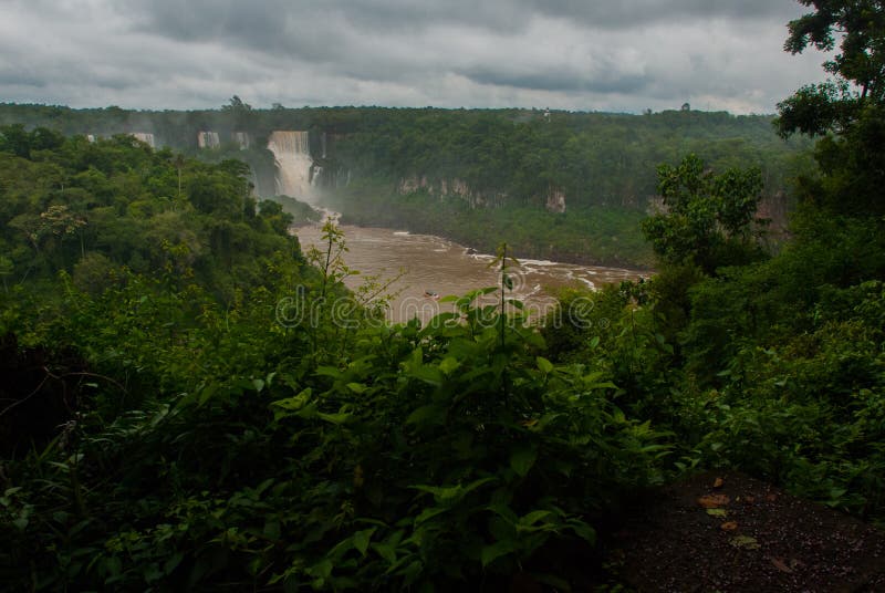 Iguassu Falls, Brasilien, Amerika Det här är Iguazu Falls En kvarts miljon gallon vatten rinner igenom här varannan sekund arkivfoton Iguassu Falls, Brasilien, Amerika Det här är Iguazu Falls En kvarts miljon gallon vatten rinner igenom här varannan sekund arkivfoton