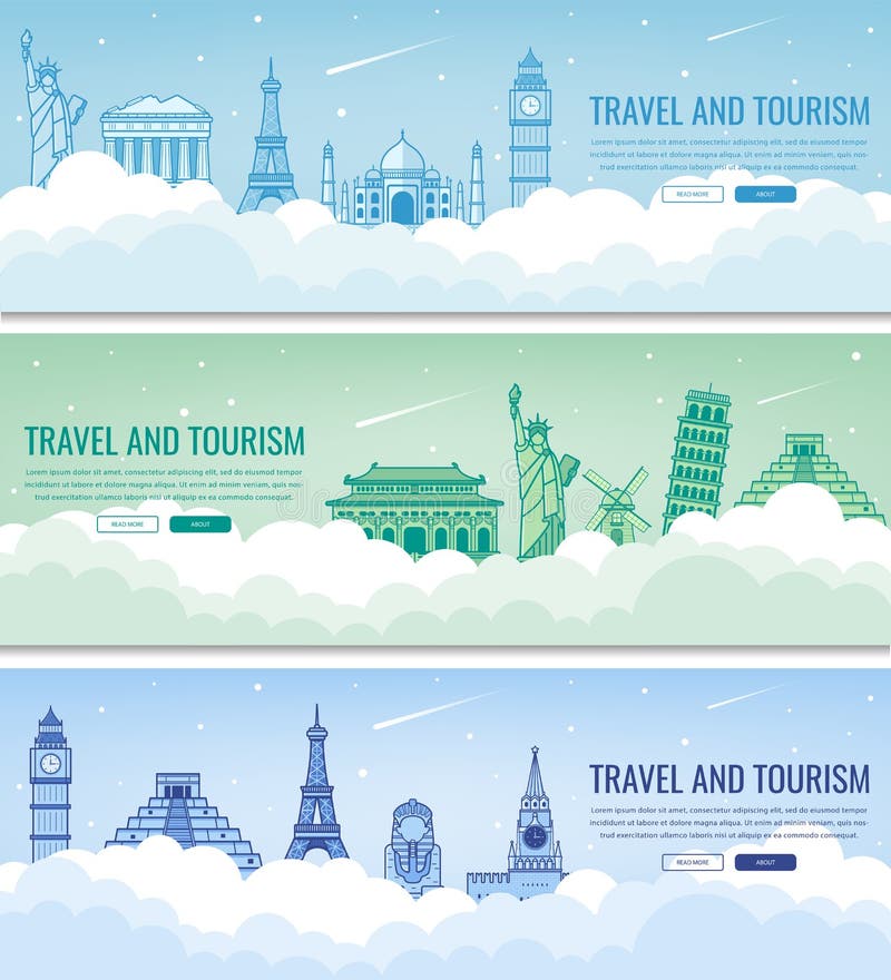 E Reise und Tourismus Konzeptwebsiteschablone Vektor vektor abbildung