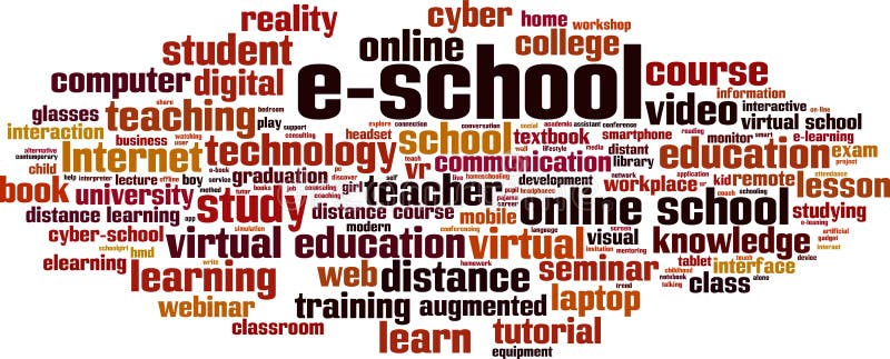 E-school word cloud vector illustration