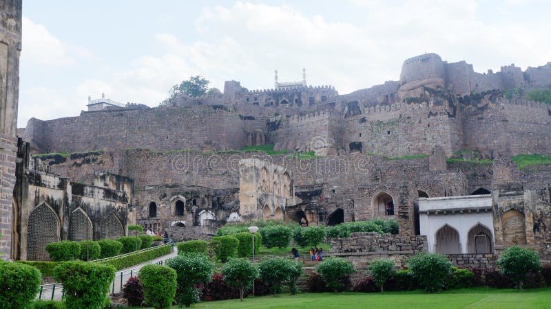 5:e sep 21 golkonda fort hyderabad india. visa inuti golkonda royaltyfri fotografi