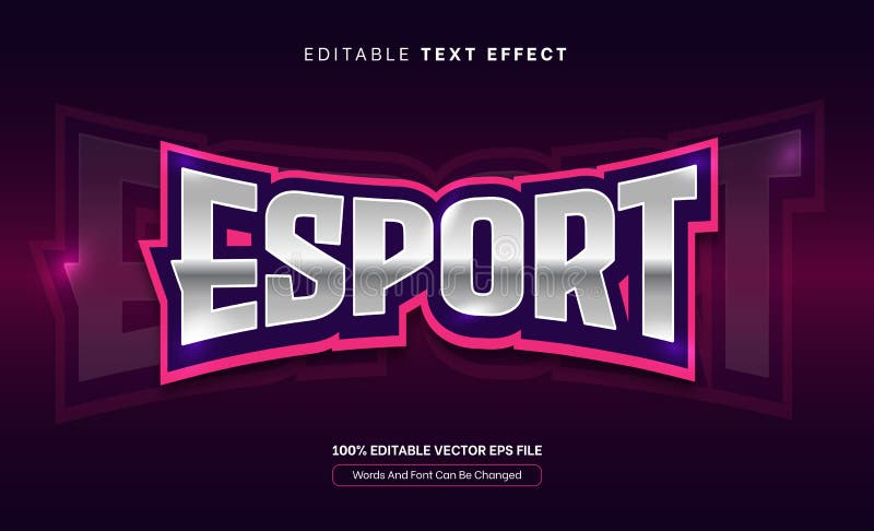 E sport gaming text effect pink, editable text effect stock illustration