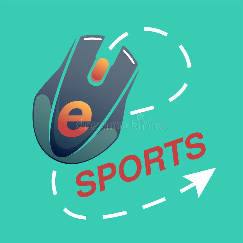 Esport Logo with Red Letters on a Green Background with a Computer