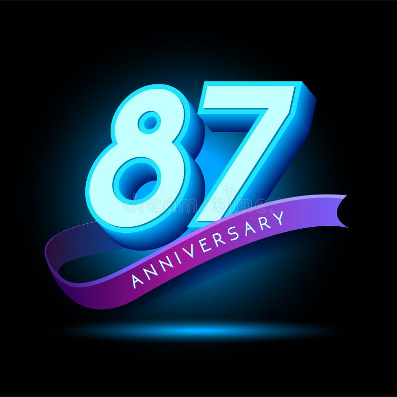87e Verjaardag 3D-tekst met gloei-effect vector illustratie