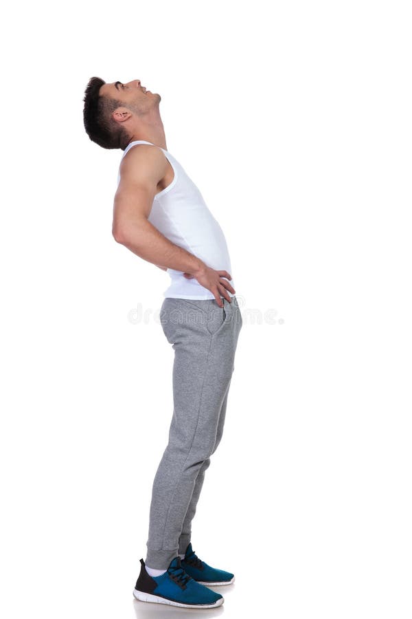 Side View of Curious Young Man Standing and Looking Up Stock Image - Image  of muscular, full: 127570843