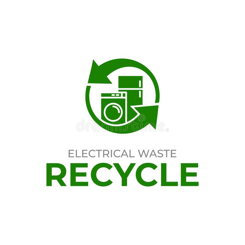 Electrical Waste Recycle Icon. Recycling Electrical Items Logo Stock