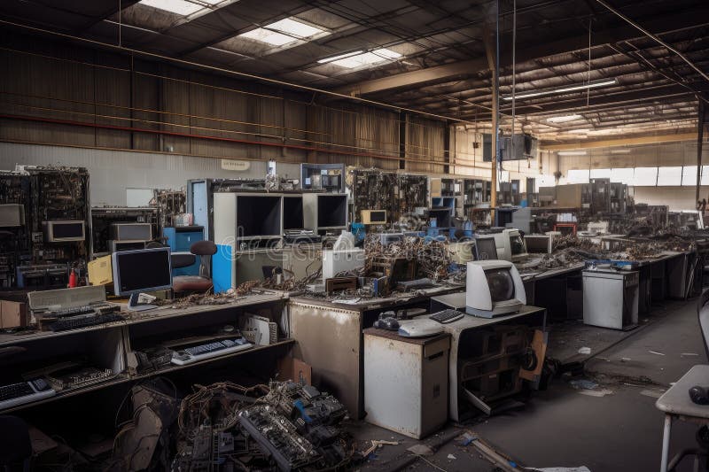 Ewaste Recycling Center, Where Devices are Sorted, Dismantled, and