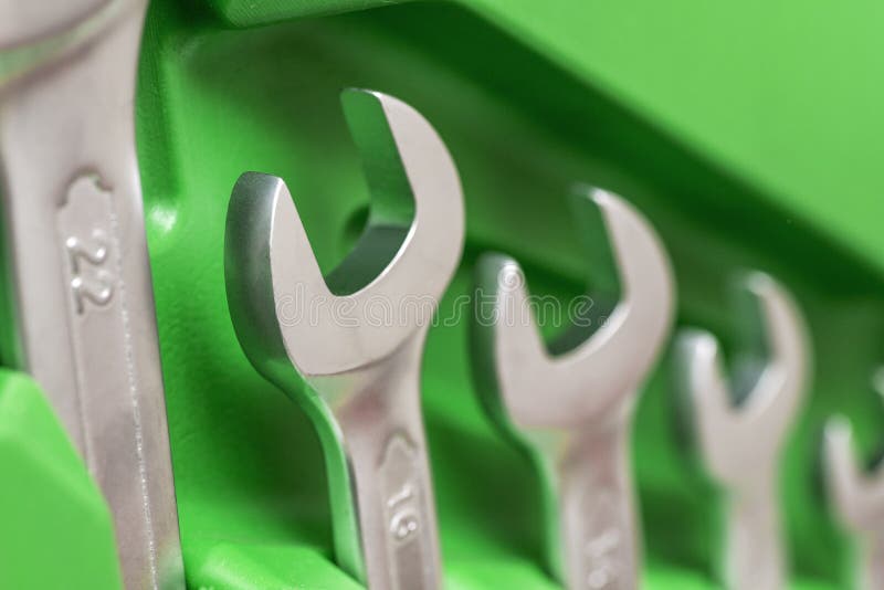 E Wrenchs r Ensemble de clés en métal Réparez les outils images stock E Wrenchs r Ensemble de clés en métal Réparez les outils images stock