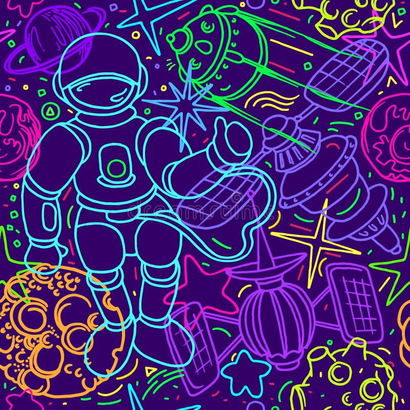 E Διαστημική απεικόνιση doodle Ταπετσαρία φαντασίας διανυσματική απεικόνιση E Διαστημική απεικόνιση doodle Ταπετσαρία φαντασίας διανυσματική απεικόνιση