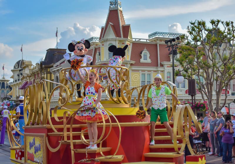 Orlando, Florida. March 19, 2019. Colorful Mickey and Minnie`s Surprise Celebration parade at Walt Disney World  3. Orlando, Florida. March 19, 2019. Colorful Mickey and Minnie`s Surprise Celebration parade at Walt Disney World  3