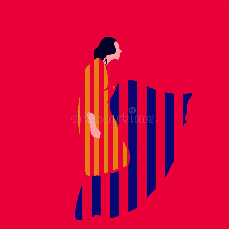 Portrait style girl young women fashion with strips coat vector illustration stock illustration Portrait style girl young women fashion with strips coat vector illustration stock illustration