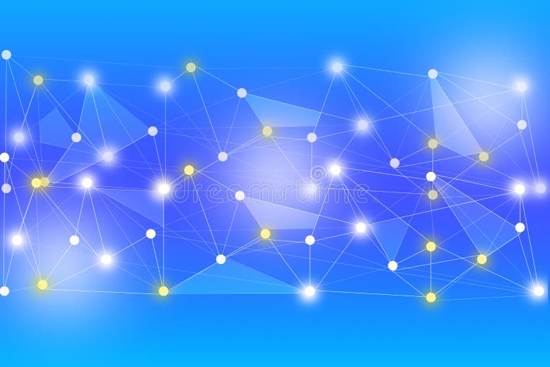 Each White Circle Connected White Lines Blue Background Stock