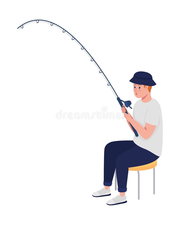 Eager Teen Angler with Fishing Rod Semi Flat Color Vector Character Stock  Vector - Illustration of outdoor, fisherman: 227716958