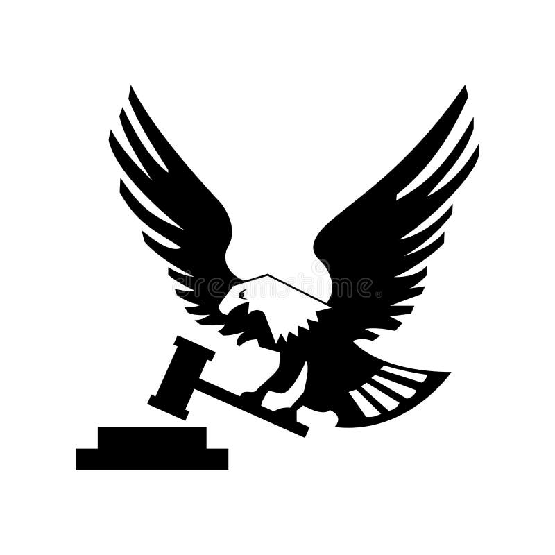 Eagle bird with hammer and anvil isolated on white background icon.