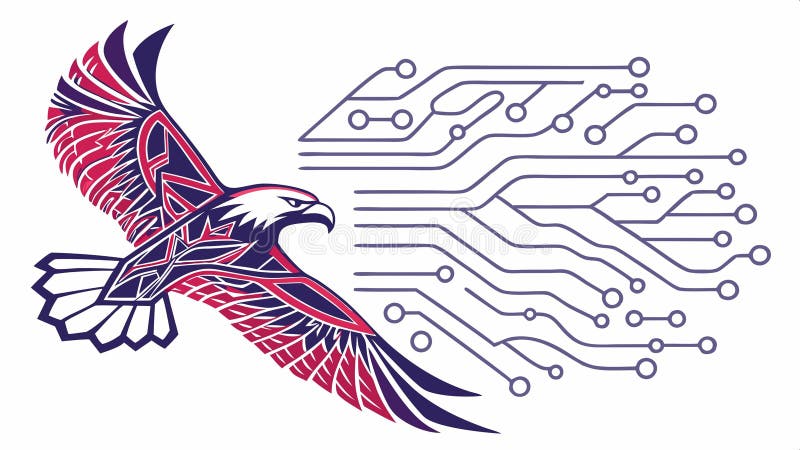 Eagle circuit wings, technology and wildlife fusion vector design Generative AI royalty free illustration