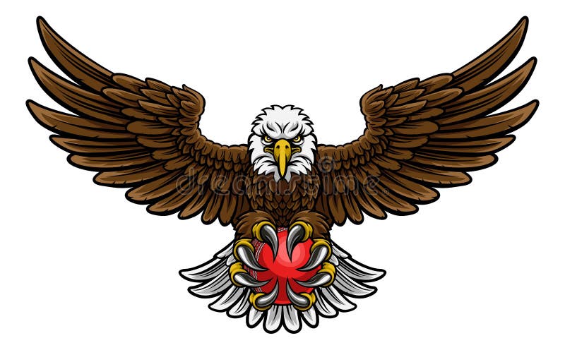 Eagle Cricket Sports Mascot stock illustrationer