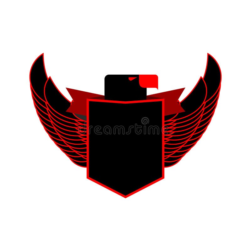 Eagle ed emblema araldico dello schermo Falco nero con il logo delle ali illustrazione vettoriale Eagle ed emblema araldico dello schermo Falco nero con il logo delle ali illustrazione vettoriale