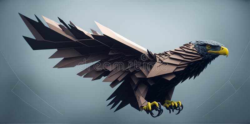 Eagle fly form lines, triangles and particle style design royalty free illustration.