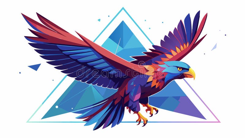 Eagle fly form lines, triangles and particle style design. Illustration vector. AI Generated