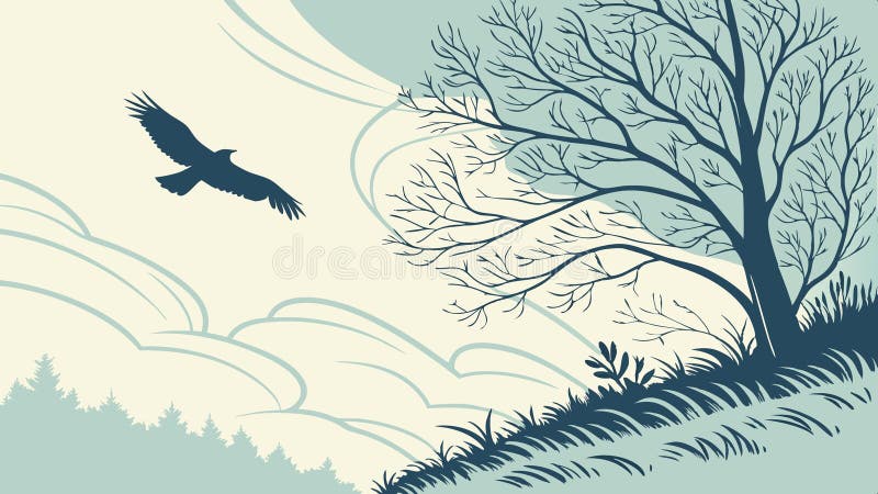 Eagle flying over canyon, dramatic desert landscape vector design Generative AI royalty free illustration