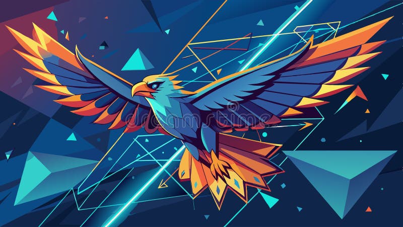 Eagle flying swoop from lines, triangles, and particle style design. Illustration vector vector illustration