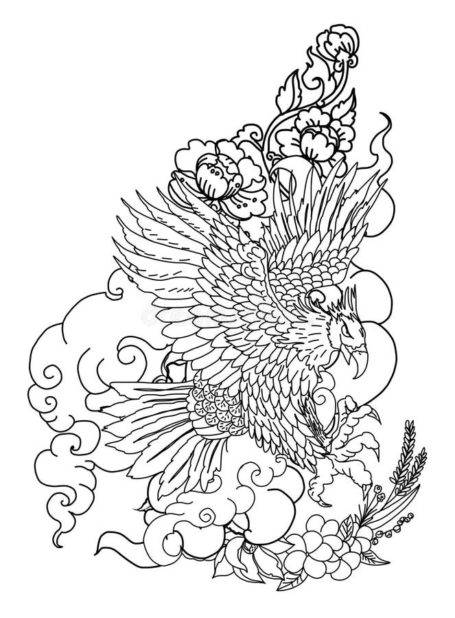 Eagle Flying Japanese Eagle with Thai Flower on Cloud Tattoo Stock Vector - Illustration of silhouette, cloud: 121505678 Eagle Flying Japanese Eagle with Thai Flower on Cloud Tattoo Stock Vector - Illustration of silhouette, cloud: 121505678