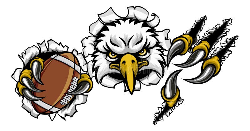 Eagle Football Cartoon Mascot Tearing bakgrund royaltyfri illustrationer