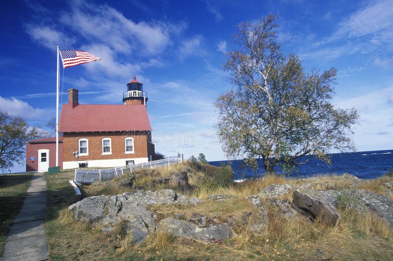 Eagle Harbor Lighthouse on the Upper Peninsula, MI Stock Image Image