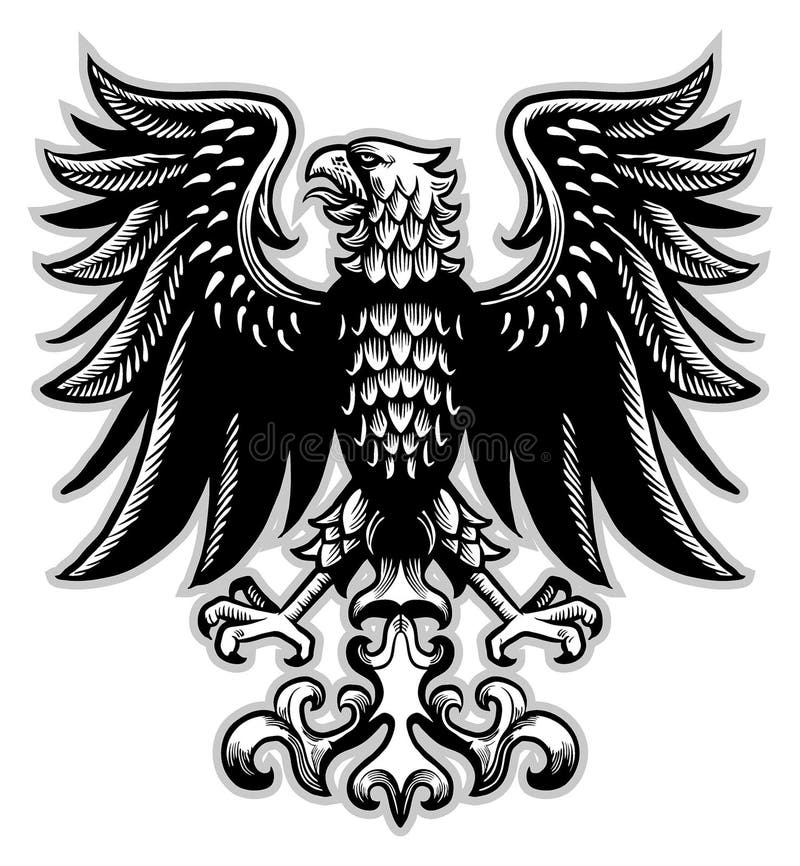 Heraldry Eagle from Austria Coat of Arms Vector Illustration Isolated on White Background. Stock