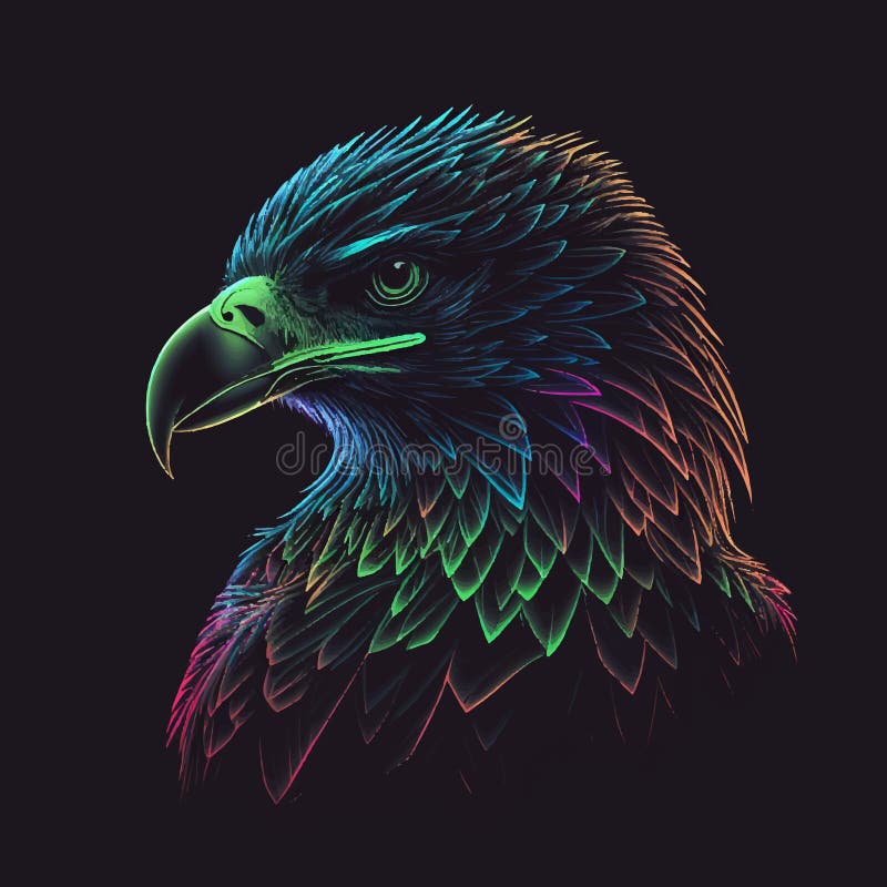 Eagle line art vector illustration in neon color, vector illustration stock illustration