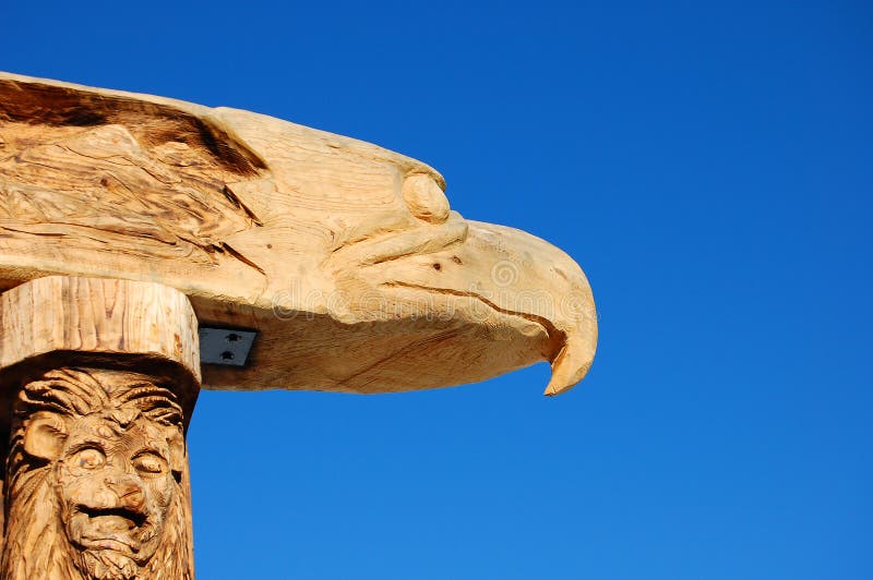 Eagle and Lion Wood Carving Totem Pole Stock Image Image of unique