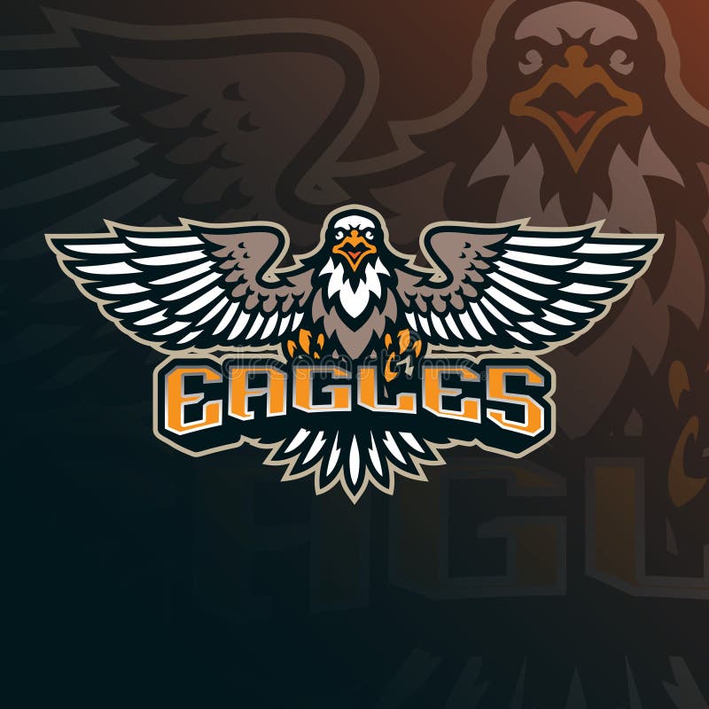 Eagle mascot-logotypen med modern illustrationsstil för emblem och t shirt-tryck. Arg örlbild royaltyfri illustrationer