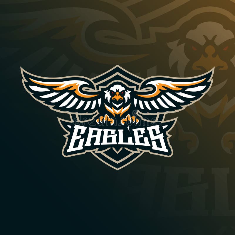 Eagle mascot-logotypen med modern illustrationsstil för emblem och t shirt-tryck. Arg örlbild stock illustrationer