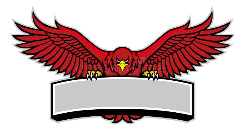 Adler-Maskottchen hält ein Schild fest lizenzfreie abbildung