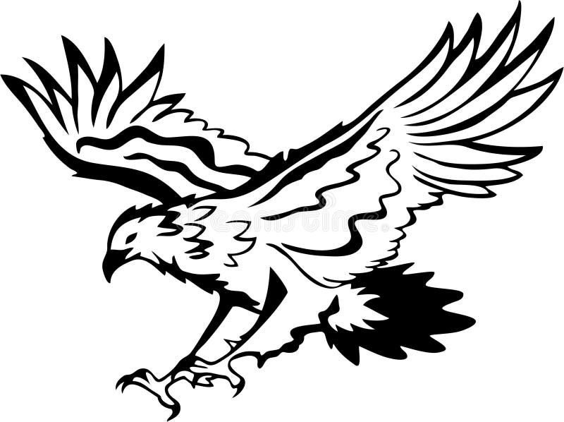 Flying eagle emblem in black and white.