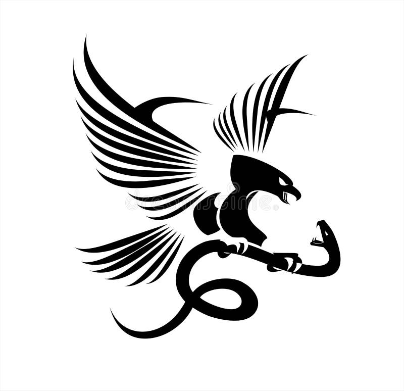 Eagle and snake stencil vector illustration