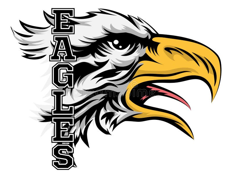 Príklad cartoon eagle športový tím maskot s textom Orlov.