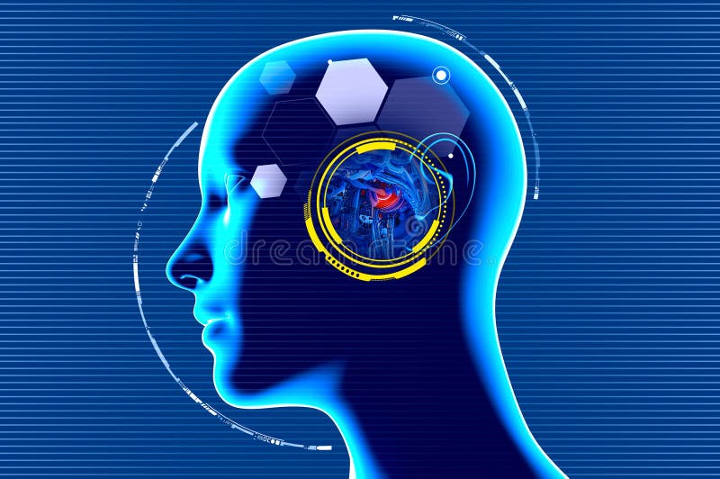 Ear and Connections. Implant for Hearing Aid, Artificial Ear. Robotic